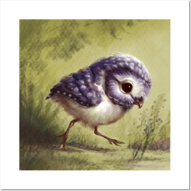 Little owl walking Wall Art by Artofokan